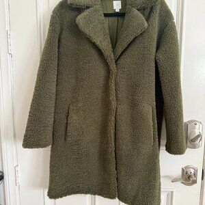 J. Jill Sorrel Green Sherpa Coat Size Small